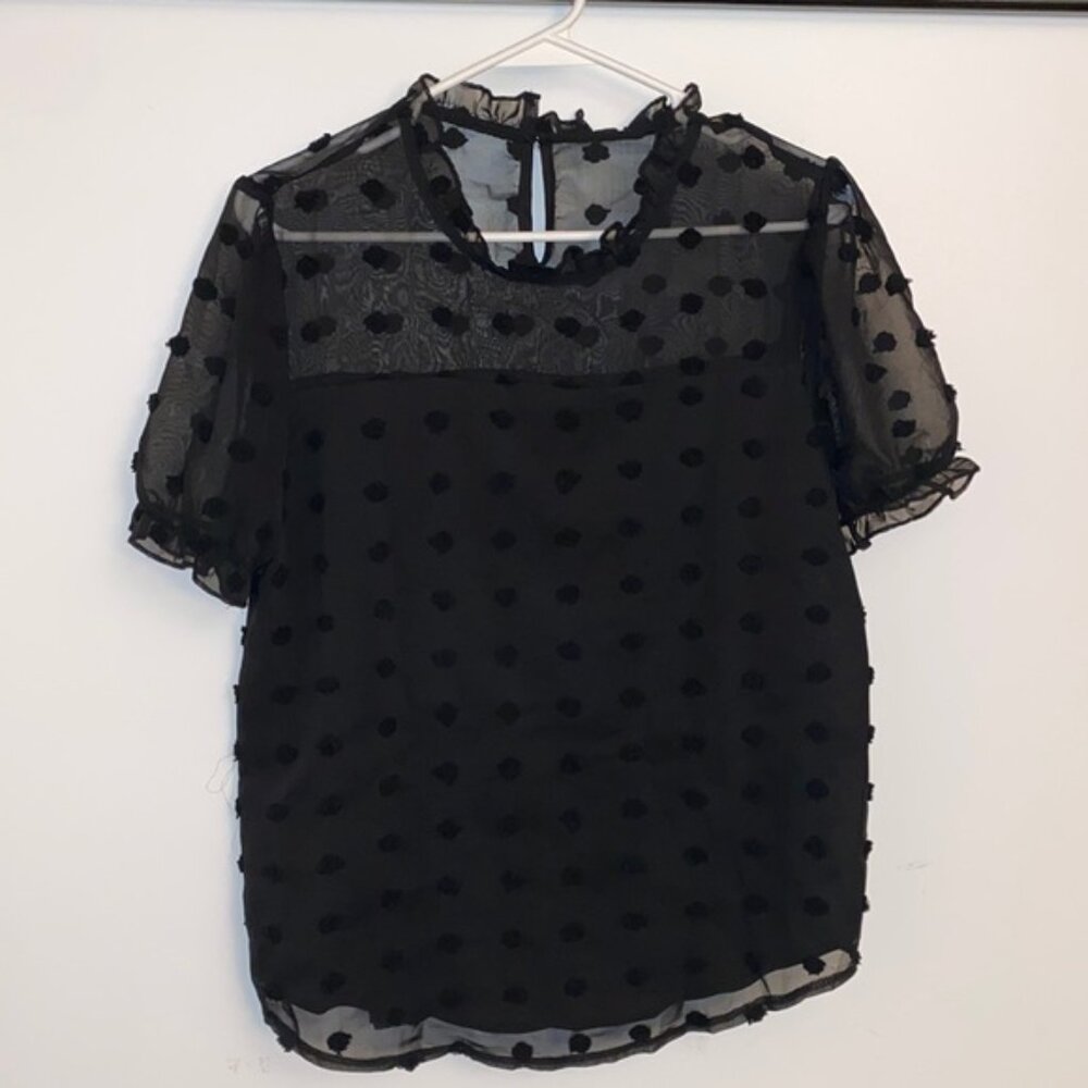 SHEIN Swiss Dot Black Blouse